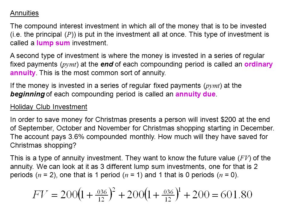 The compound interest investment in which all of the money that is to be invested (i.e.