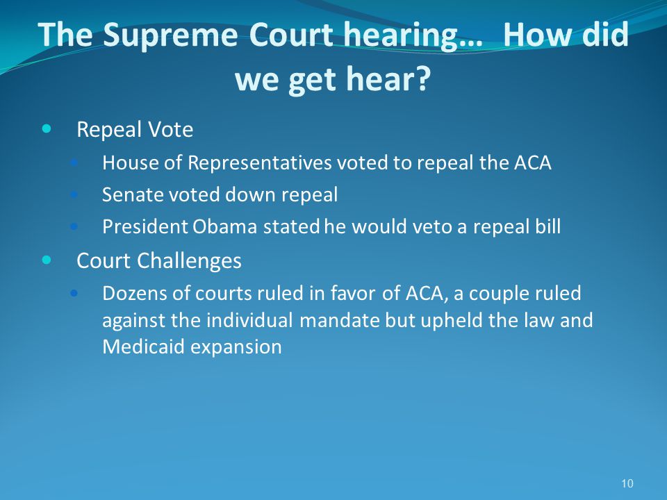 10 The Supreme Court hearing… How did we get hear.
