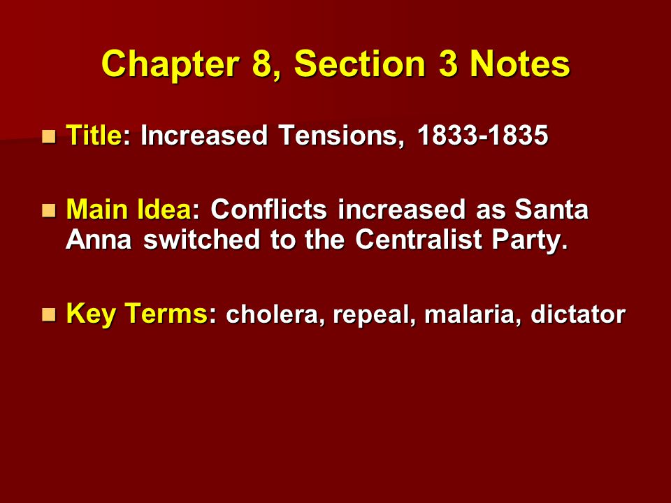 Chapter 8 Section 3 Notes Title Increased Tensions Title