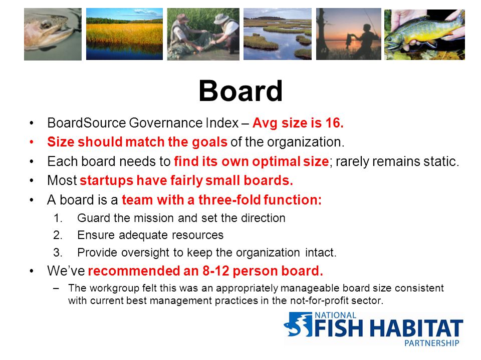Board BoardSource Governance Index – Avg size is 16.