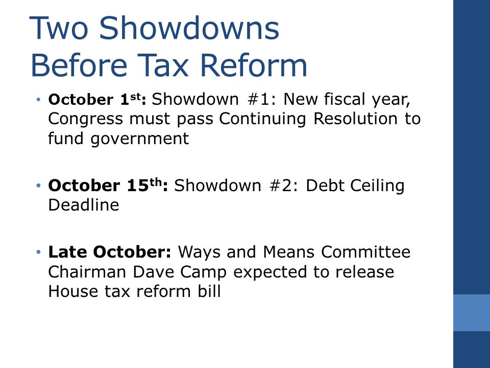 Two Showdowns Before Tax Reform October 1 St Showdown 1 New