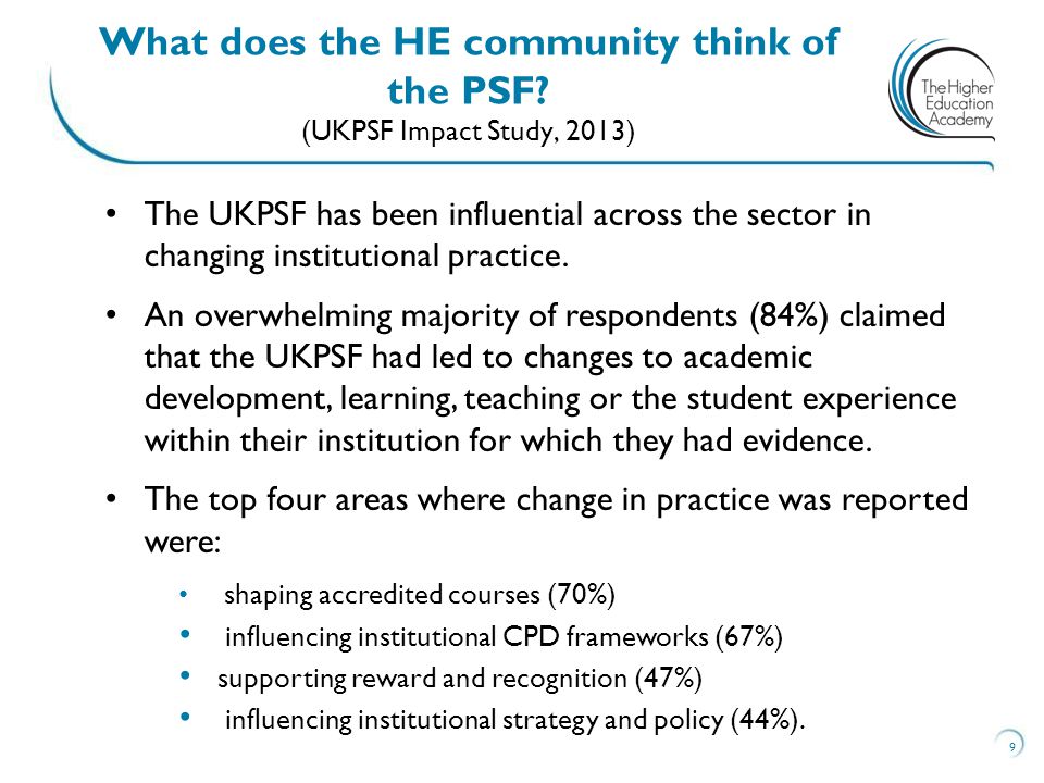 The UKPSF has been influential across the sector in changing institutional practice.