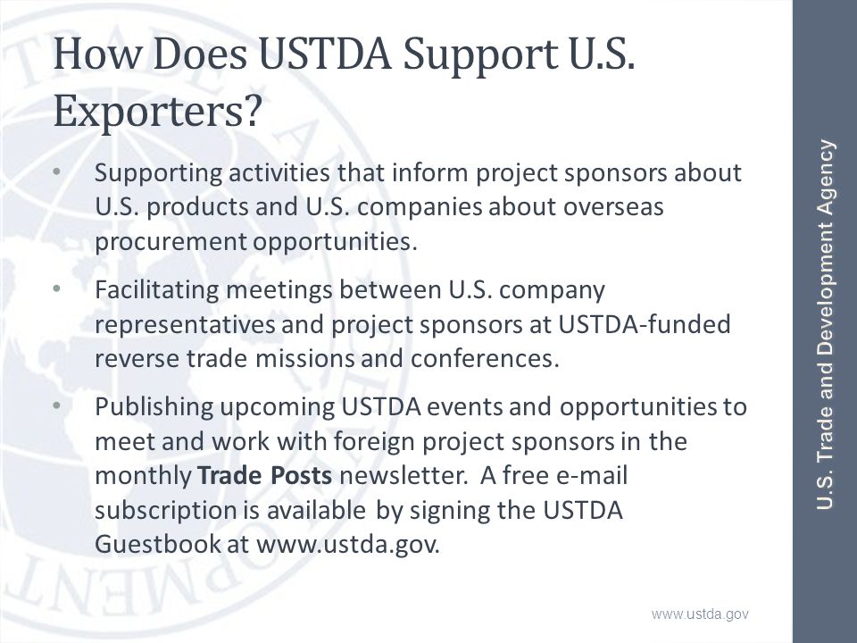 How Does USTDA Support U.S. Exporters.