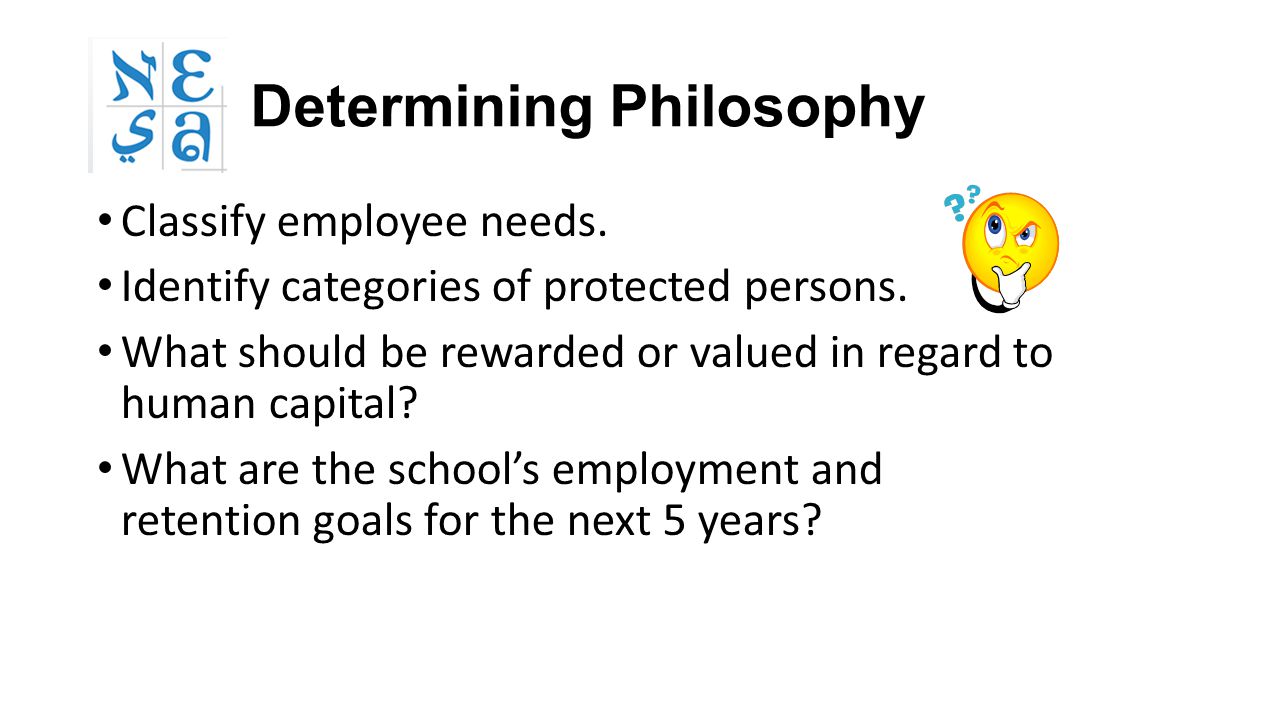 Determining Philosophy Classify employee needs. Identify categories of protected persons.