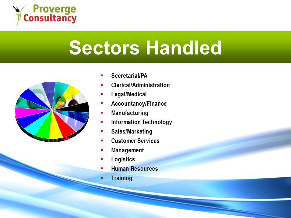 Sectors Handled  Secretarial/PA  Clerical/Administration  Legal/Medical  Accountancy/Finance  Manufacturing  Information Technology  Sales/Marketing  Customer Services  Management  Logistics  Human Resources  Training