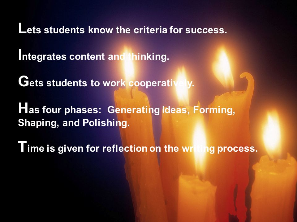 L ets students know the criteria for success. I ntegrates content and thinking.