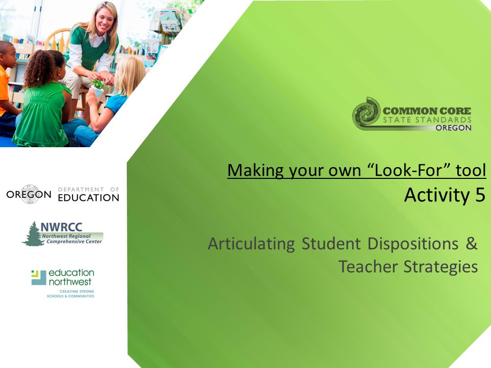 Articulating Student Dispositions & Teacher Strategies Making your own Look-For tool Activity 5