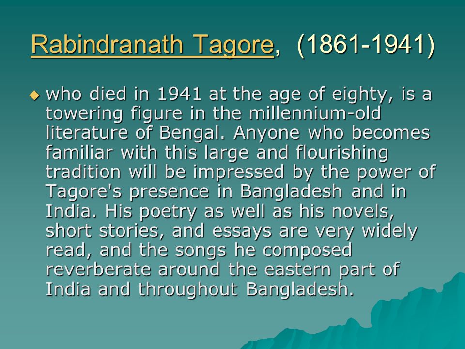 Tagore And His India Rabindranath Tagorerabindranath Tagore Rabindranath Tagorerabindranath Thesis Example For Compare And Contrast Essay also English Essays Book An Essay On Newspaper
