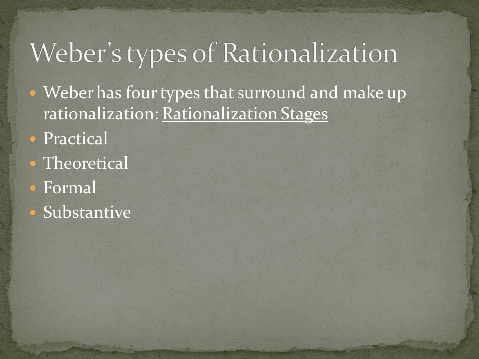 rationalization according to max weber