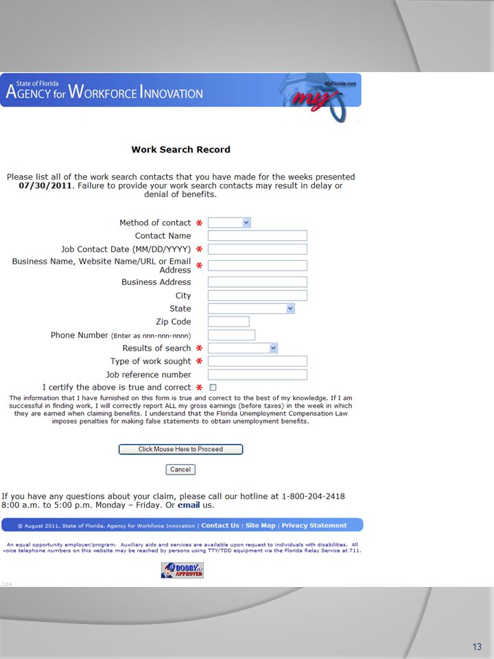 florida weekly claim certification and work search verification ppt work search record