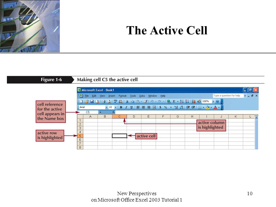 XP New Perspectives on Microsoft Office Excel 2003 Tutorial 1 10 The Active Cell
