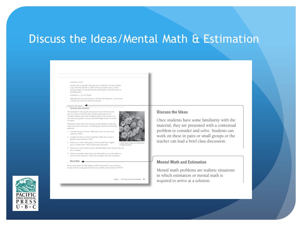 Discuss the Ideas/Mental Math & Estimation