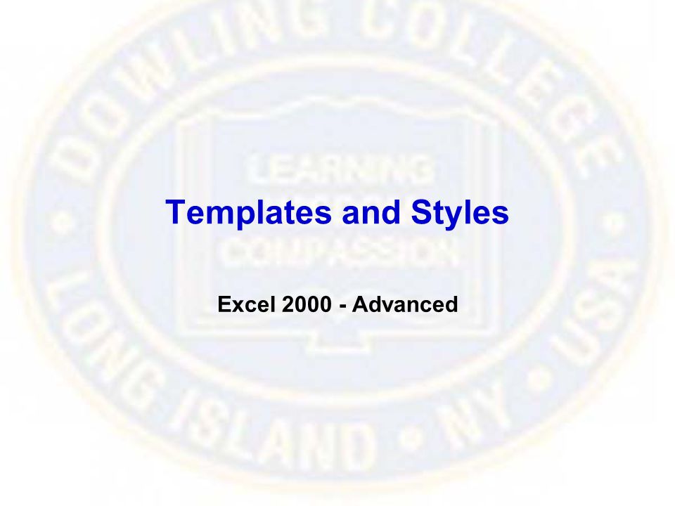 Templates and Styles Excel Advanced