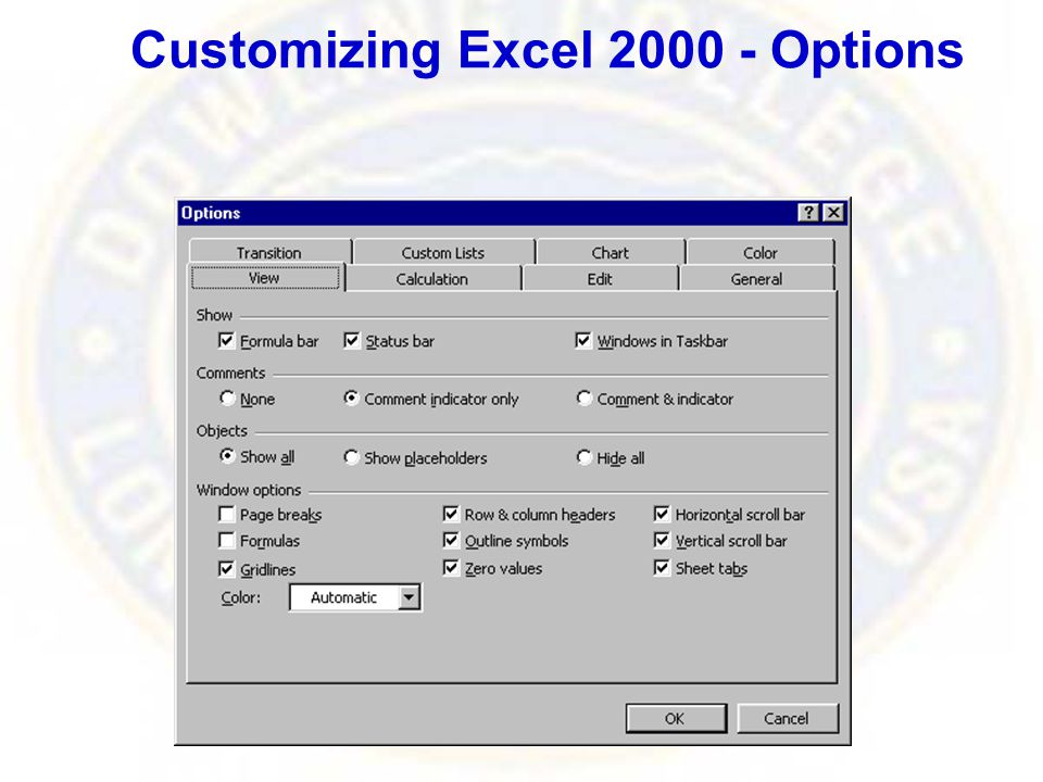 Customizing Excel Options