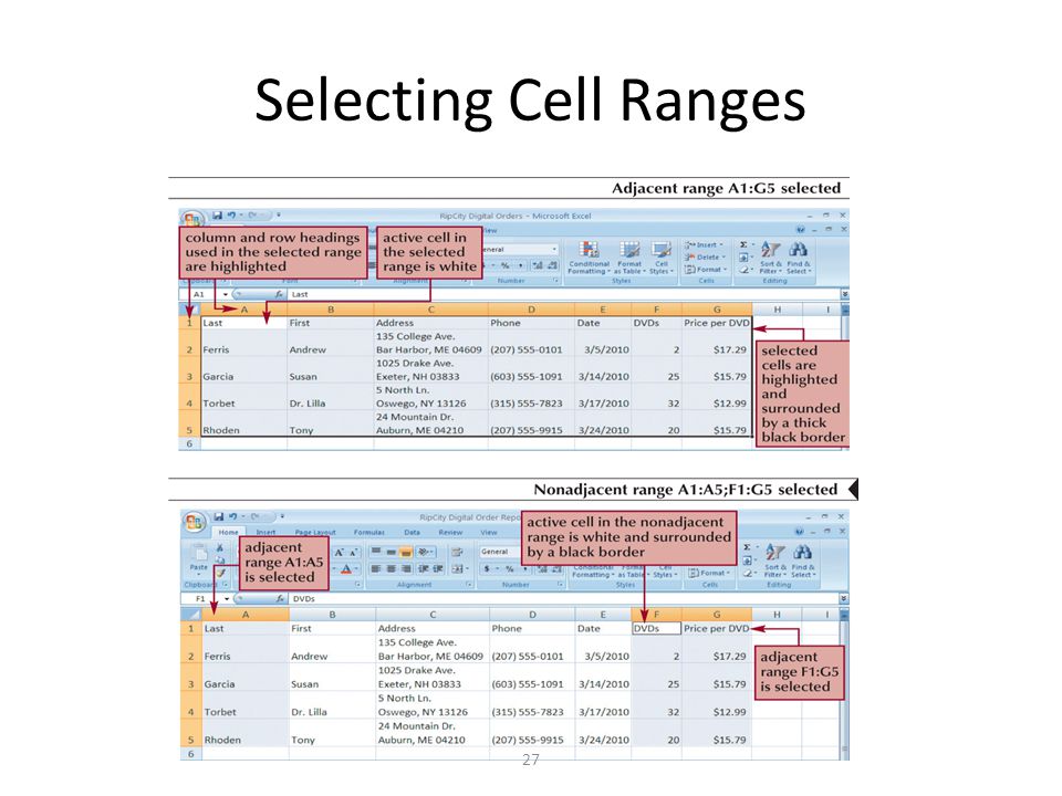 Selecting Cell Ranges 27