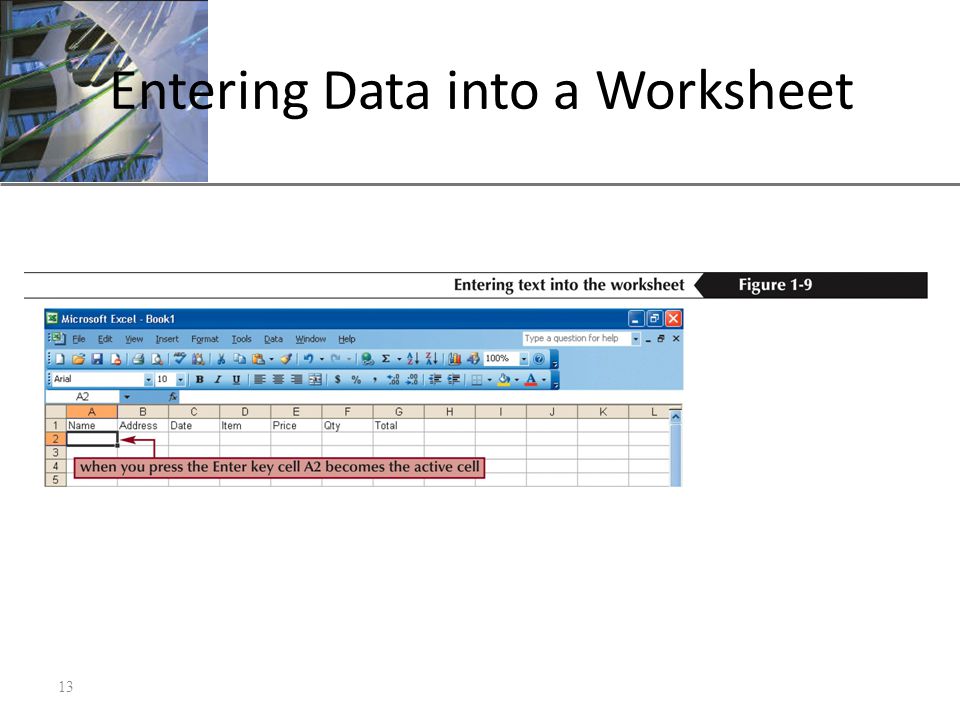 XP Entering Data into a Worksheet 13