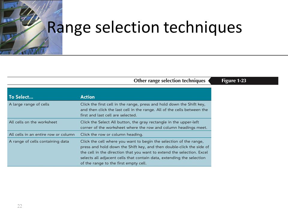 XP Range selection techniques 22