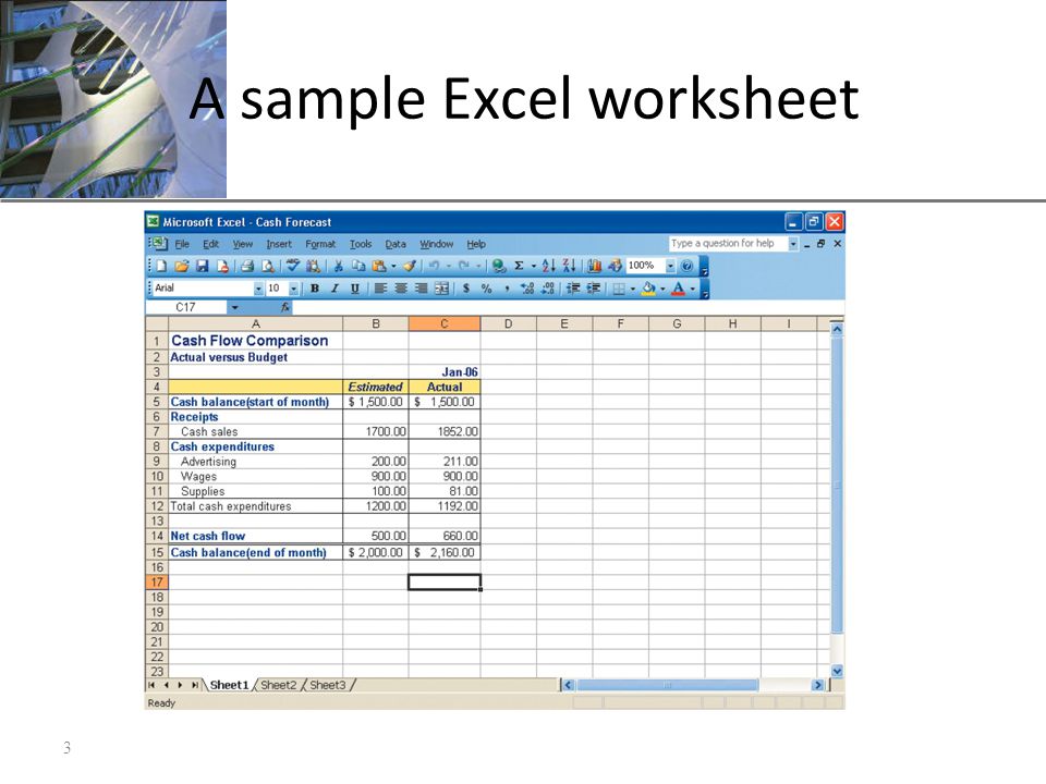 XP A sample Excel worksheet 3