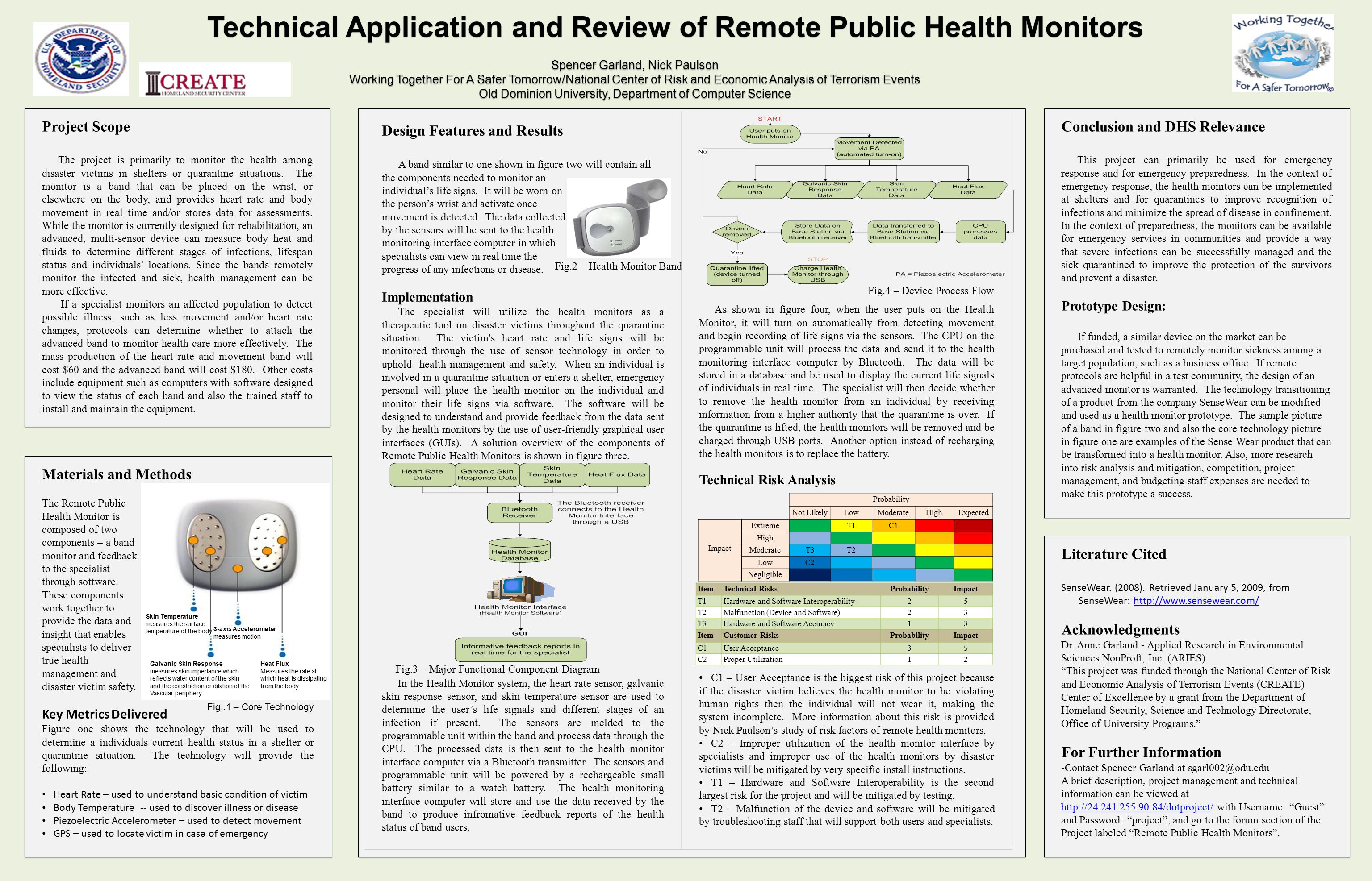 Technical Application and Review of Remote Public Health Monitors Project Scope The project is primarily to monitor the health among disaster victims in shelters or quarantine situations.