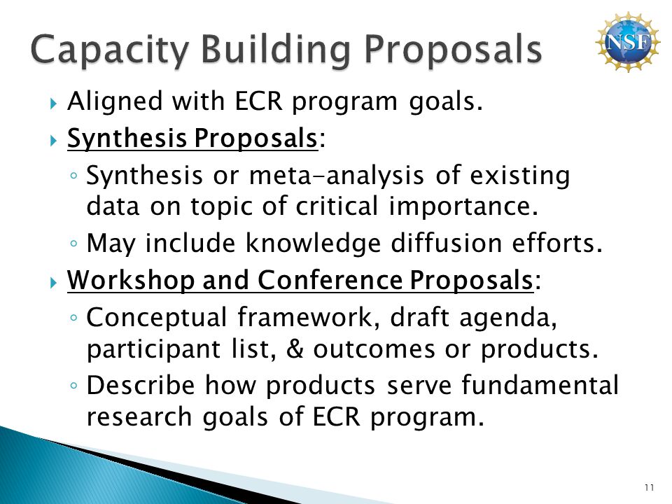  Aligned with ECR program goals.