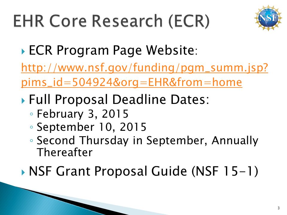  ECR Program Page Website :