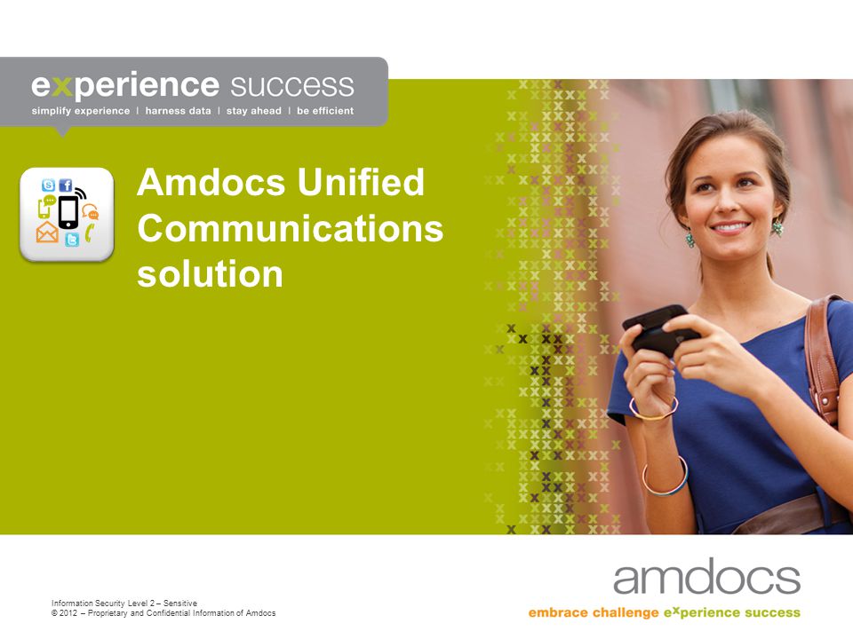 Information Security Level 2 – Sensitive © 2012 – Proprietary and Confidential Information of Amdocs Amdocs Unified Communications solution