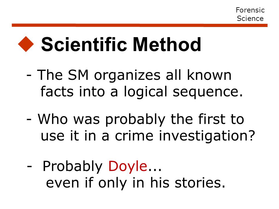  Scientific Method - Probably Doyle... even if only in his stories.