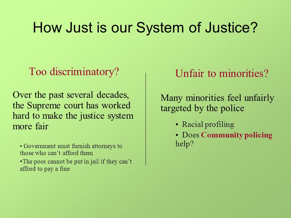 How Just is our System of Justice. Too discriminatory.