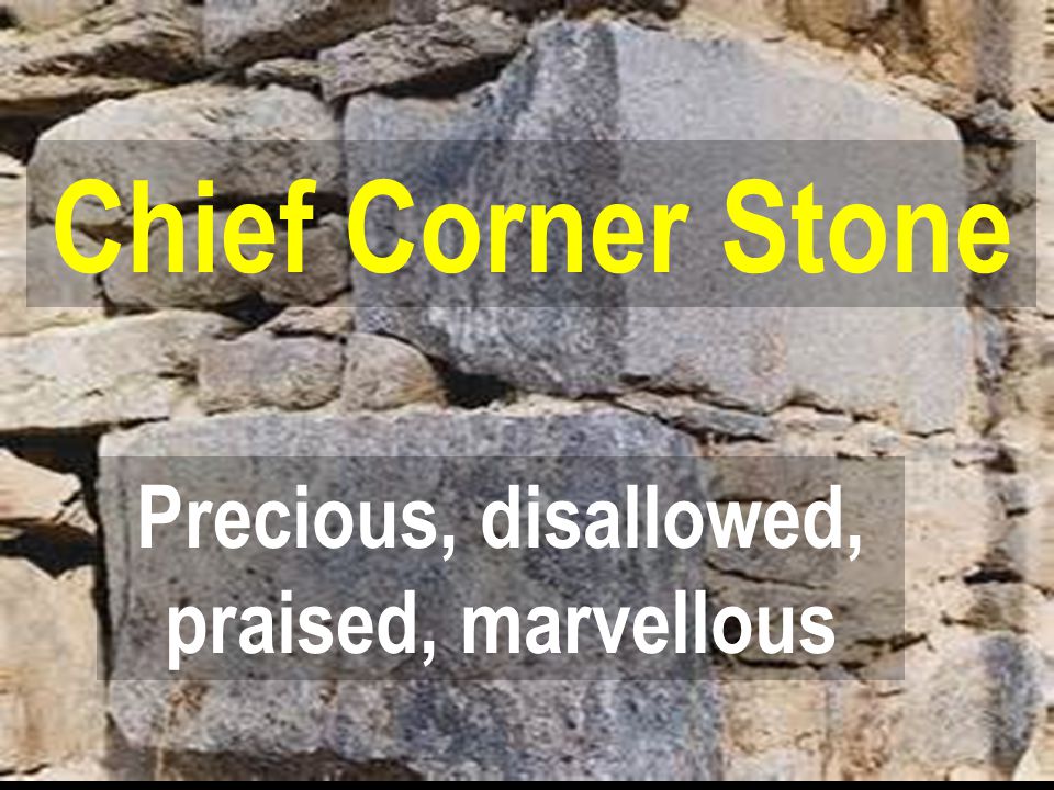 Precious, disallowed, praised, marvellous Chief Corner Stone