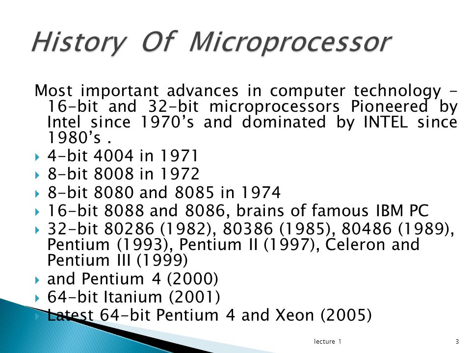evolution of intel microprocessor