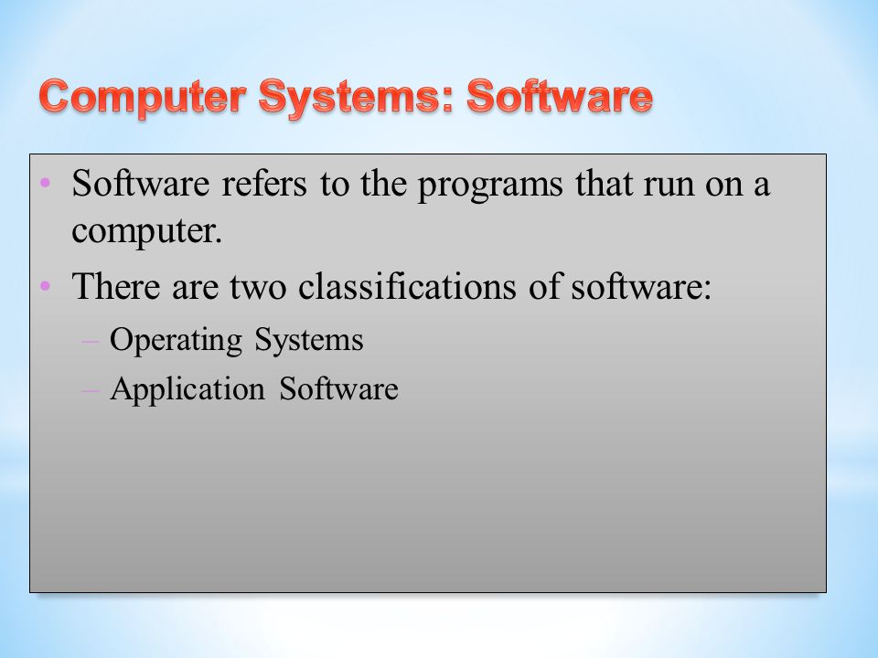Software refers to the programs that run on a computer.