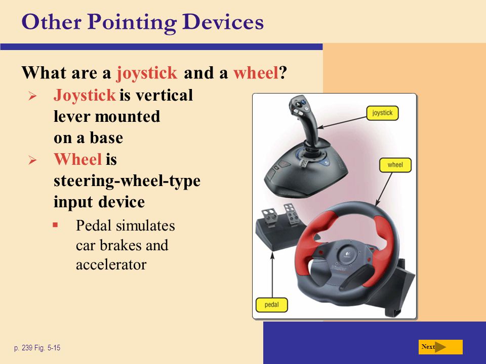 Other Pointing Devices What are a joystick and a wheel.