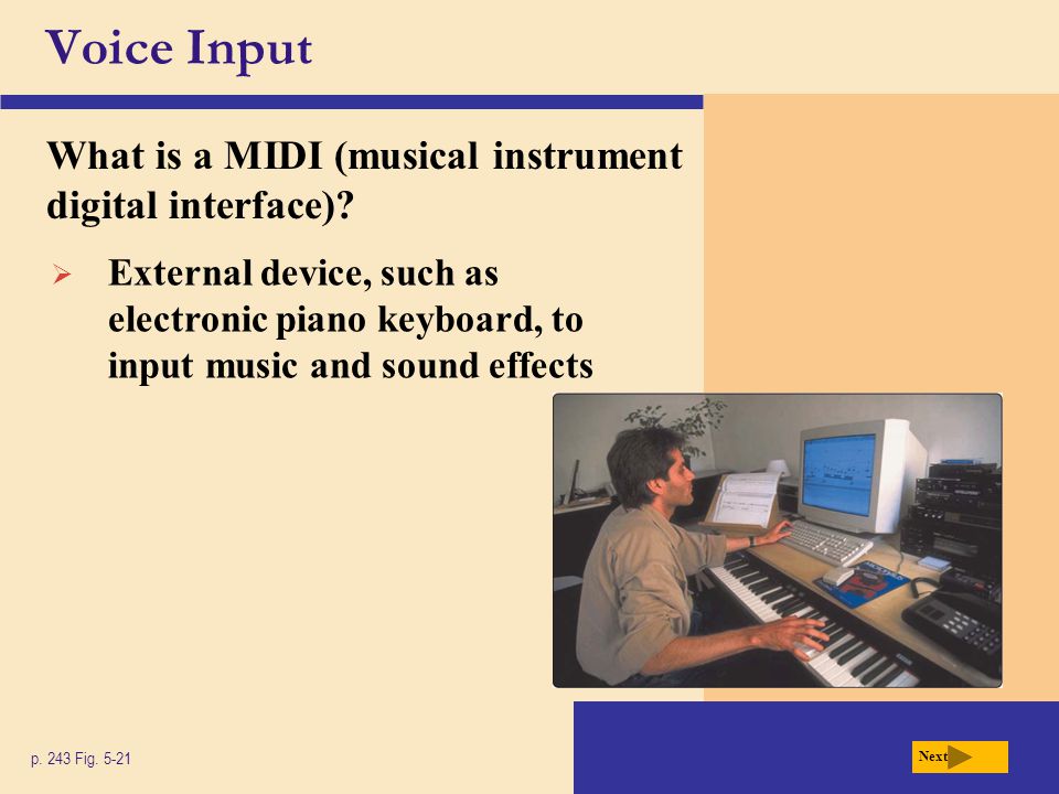 Voice Input What is a MIDI (musical instrument digital interface).
