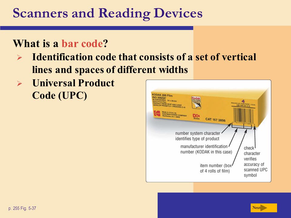 Scanners and Reading Devices What is a bar code. p.