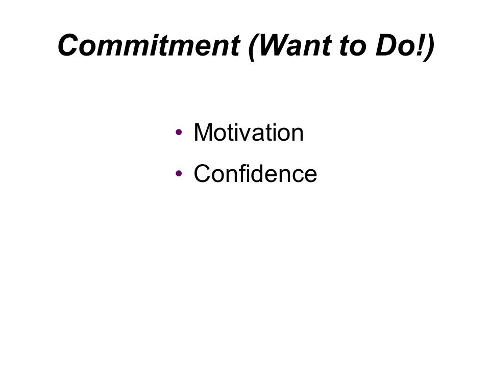 Motivation Confidence Commitment (Want to Do!)