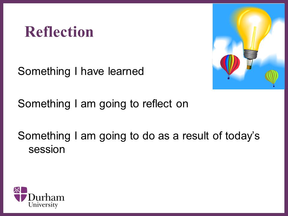 ∂ Reflection Something I have learned Something I am going to reflect on Something I am going to do as a result of today’s session