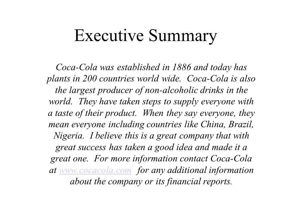 Coca Cola Garrett Roberts ACG2021 Sec Executive Summary Coca Cola