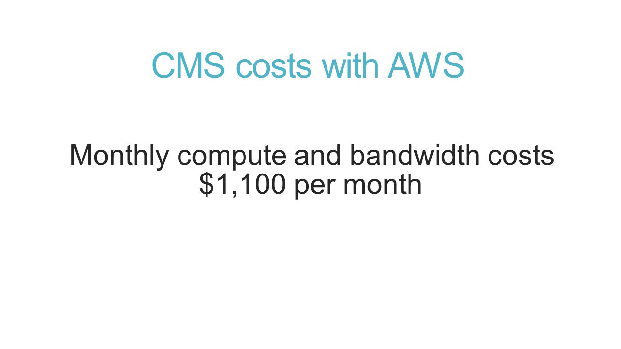 CMS costs with AWS Monthly compute and bandwidth costs $1,100 per month