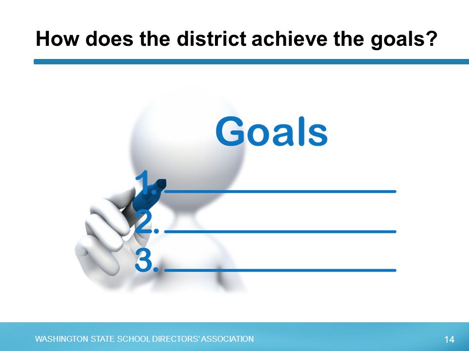 14 WASHINGTON STATE SCHOOL DIRECTORS’ ASSOCIATION How does the district achieve the goals