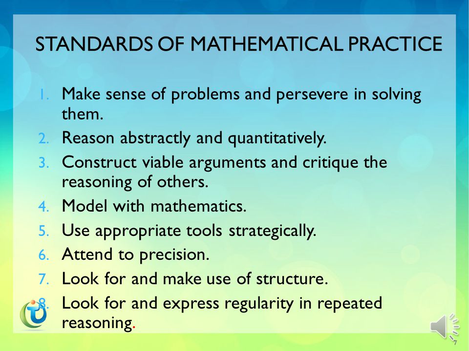 CCSS MATHEMATICS STANDARDS Two Types of Standards  8 Standards of Mathematical Practice (recurring throughout the grades)  Mathematical Content (this will be different at each grade level) 6