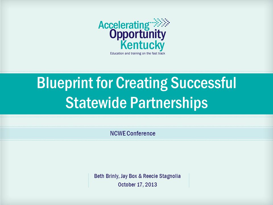Blueprint for Creating Successful Statewide Partnerships Beth Brinly