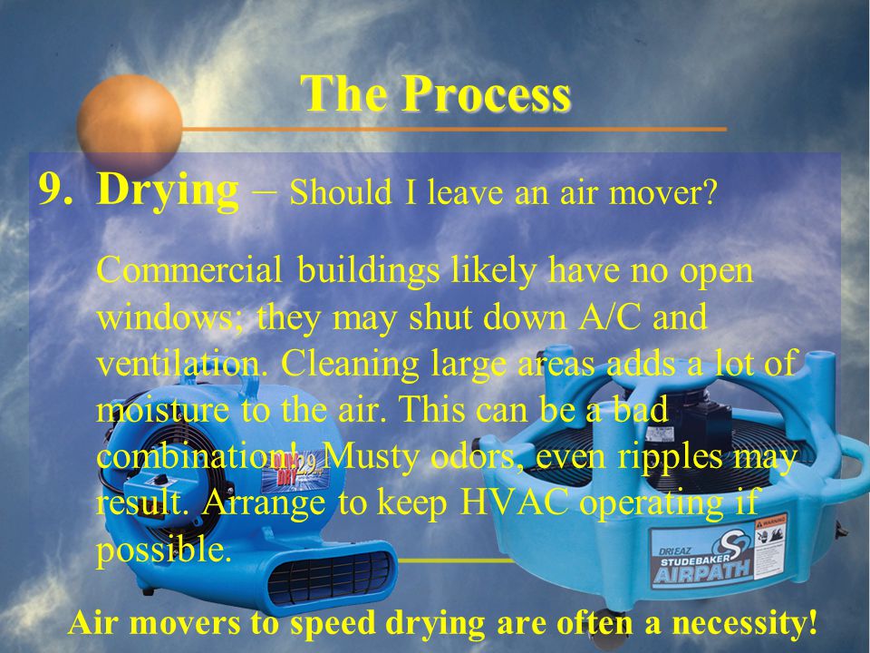 The Process 9.Drying – Should I leave an air mover.