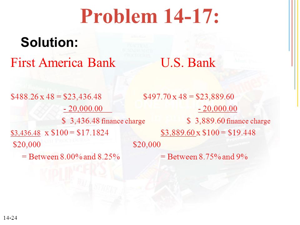 14-24 Problem 14-17: First America BankU.S.