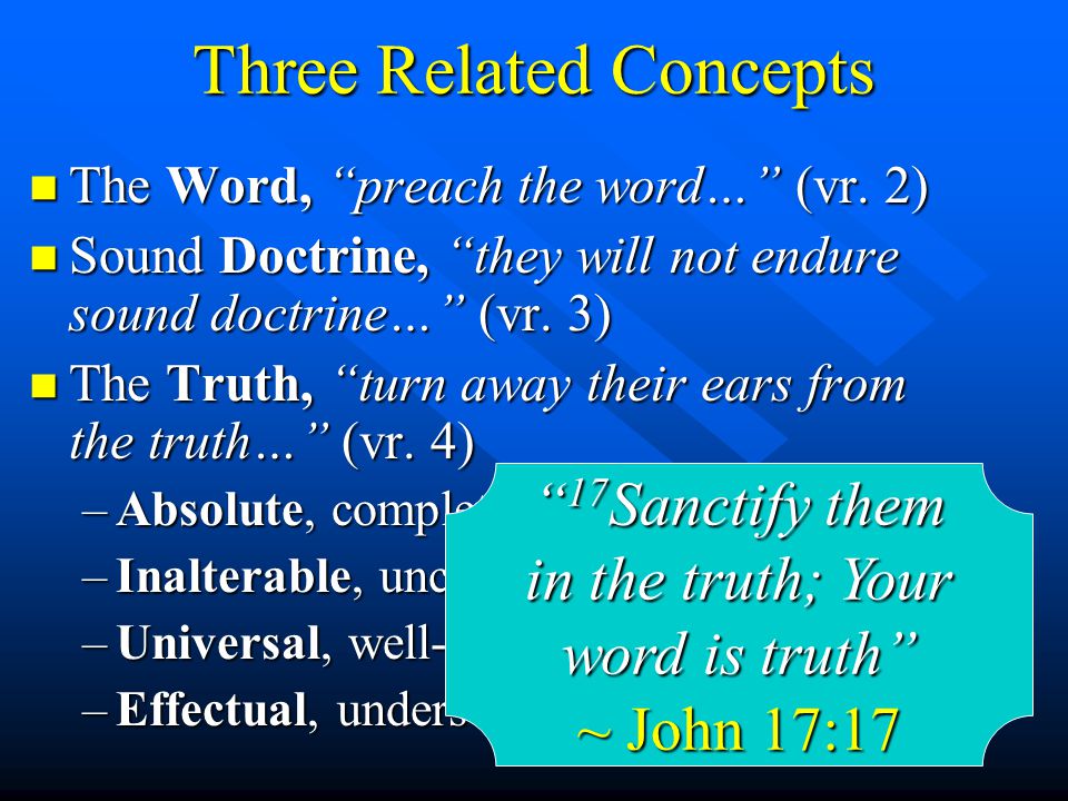 Three Related Concepts n The Word, preach the word… (vr.