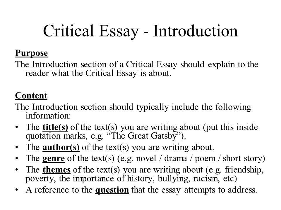 how to write a critical analysis essay introduction