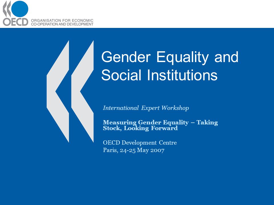 Gender Equality and Social Institutions International Expert Workshop Measuring Gender Equality – Taking Stock, Looking Forward OECD Development Centre Paris, May 2007