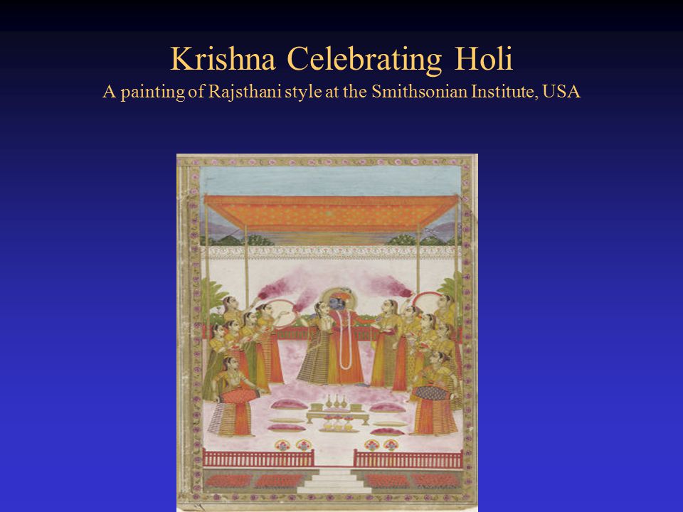 Krishna Celebrating Holi A painting of Rajsthani style at the Smithsonian Institute, USA