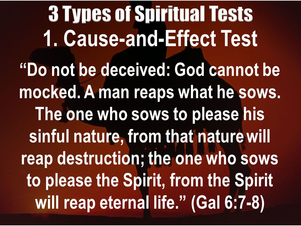 1. Cause-and-Effect Test Do not be deceived: God cannot be mocked.