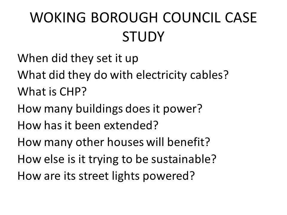 WOKING BOROUGH COUNCIL CASE STUDY When did they set it up What did they do with electricity cables.