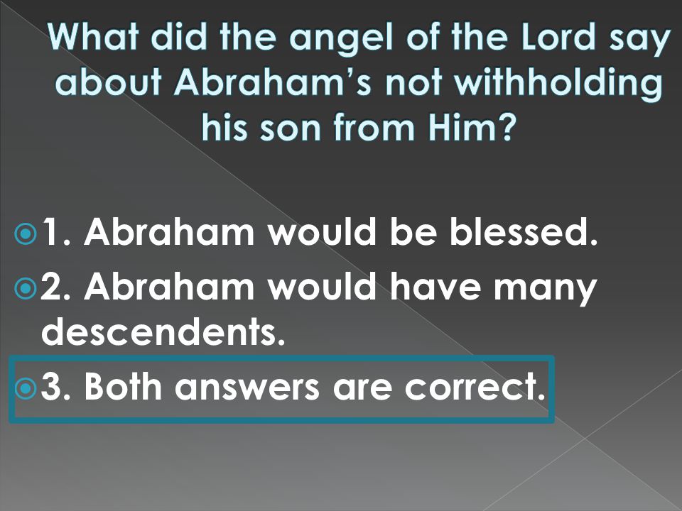 1. Abraham would be blessed.  2. Abraham would have many descendents.